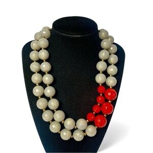 Premier Designs Grey Red Iridescent Colorblock Necklace